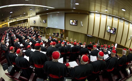 Cardinal attend yesterday's first General Congregation meeting (CNS)