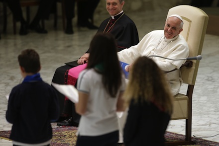 Pope Francis told children he had no ambition to lead the Church (AP)