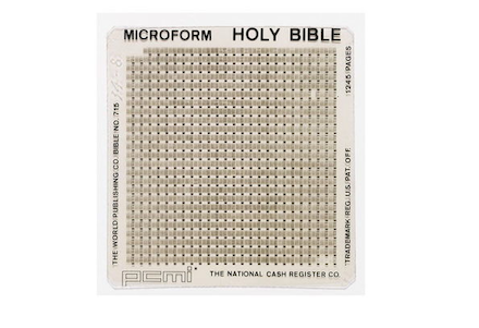 One of 300 microfilm Bibles that flew to the moon on Apollo 14 in 1971