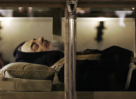 The body of St Pio lies in the church of Santa Maria delle Grazie (AP)